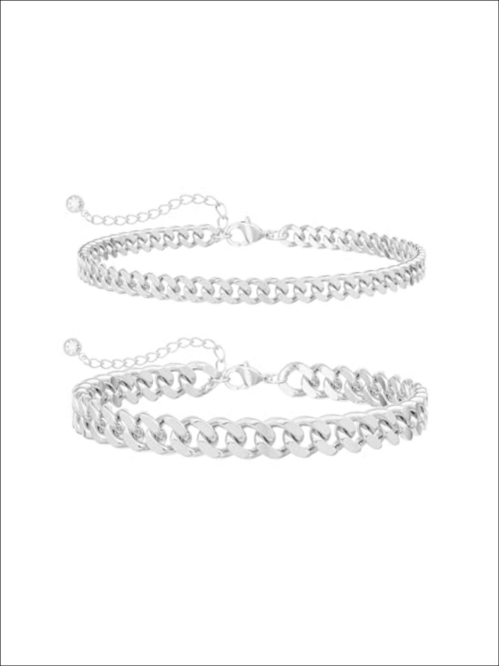 Waterproof Silver Plated Cuban Link Anklet Chain for Women